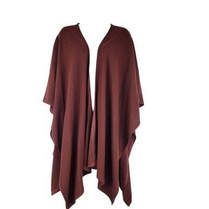 Chico’s Cardigan Sweater Cape Long Line Faux Suede Trim Burgundy Womens L/XL NWT